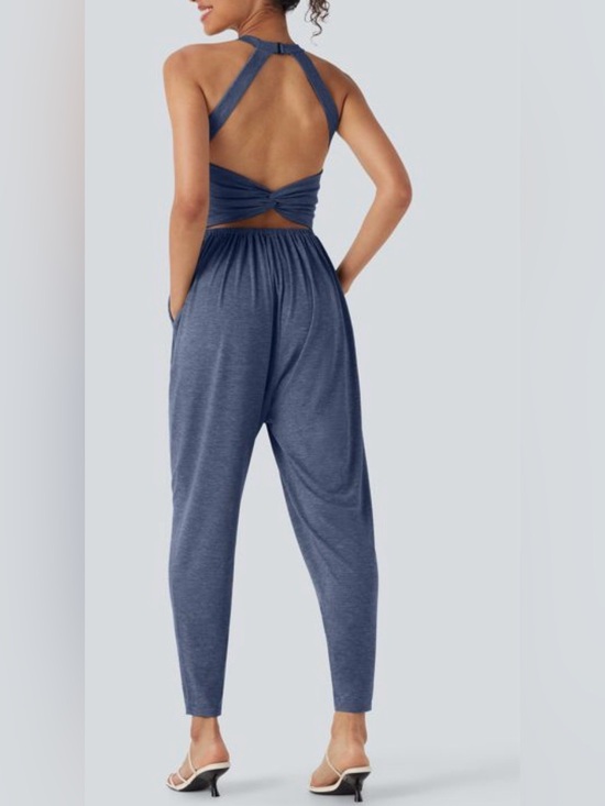 HALARA Pants - Halara U Neck Harem Casual Jumpsuit with Pockets-Easy Peezy Edition
